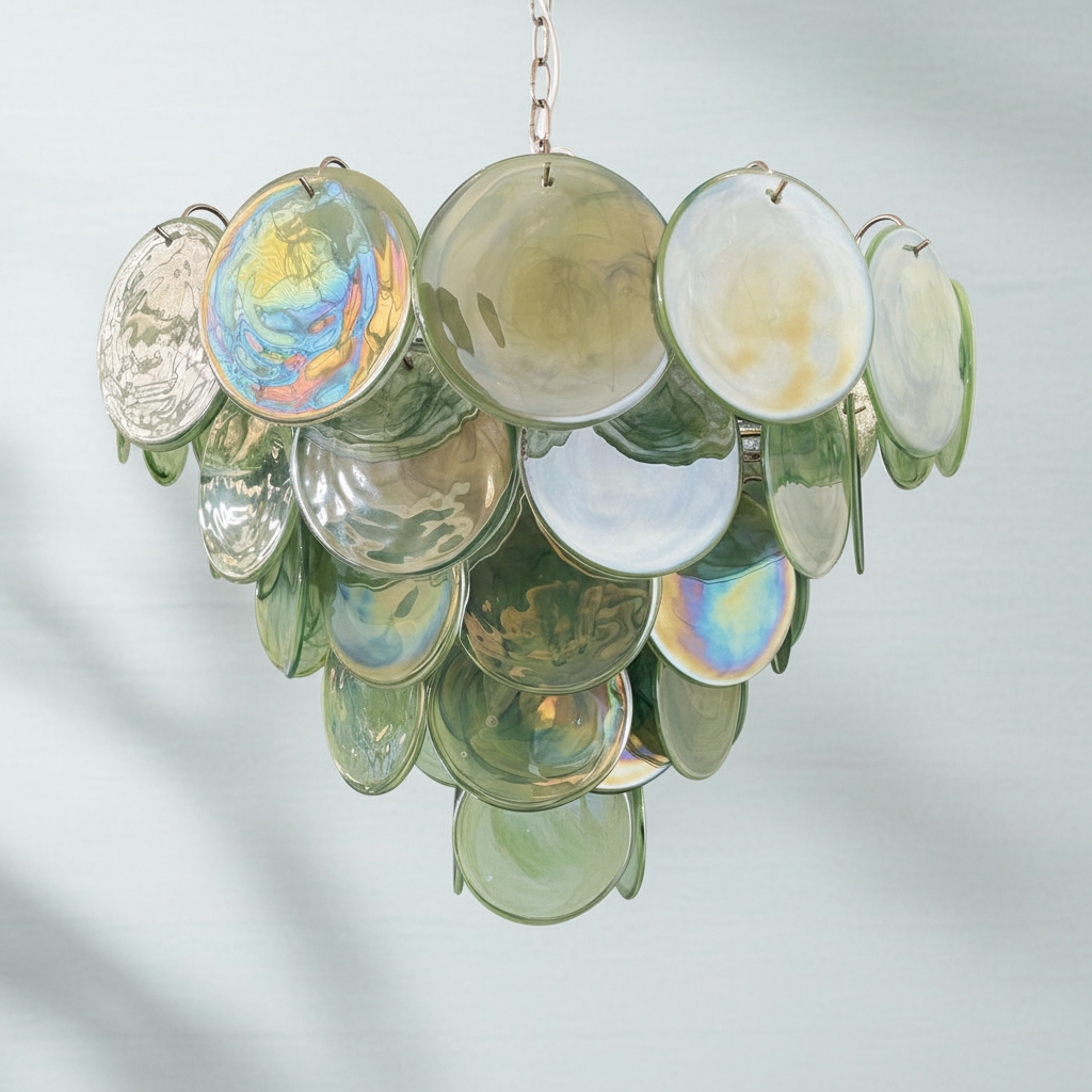 Dora Handblown Disc Glass Chandelier 27.6" Green