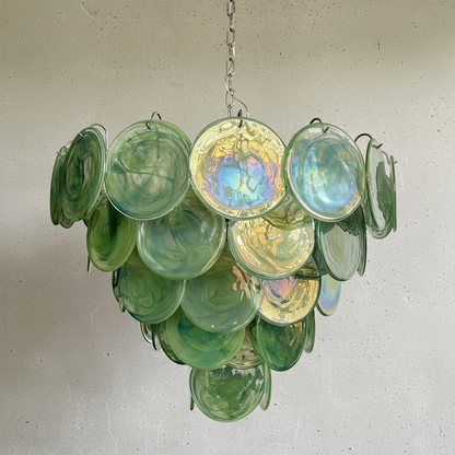 Dora Handblown Disc Glass Chandelier 27.6" Green