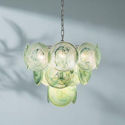 Dora Handblown Disc Glass Chandelier 27.6" Green
