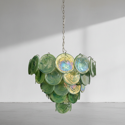 Dora Handblown Disc Glass Chandelier 27.6" Green