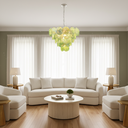 Dora Handblown Disc Glass Chandelier 27.6" Green
