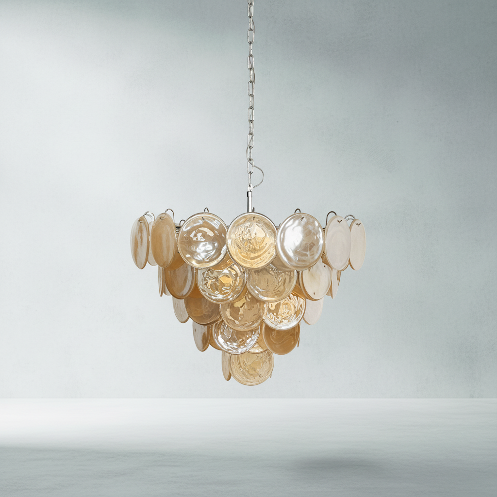Dora Handblown Disc Glass Chandelier 27.6" Gold