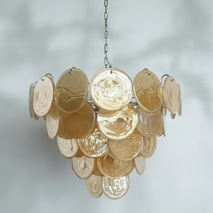 Dora Handblown Disc Glass Chandelier 27.6" Gold