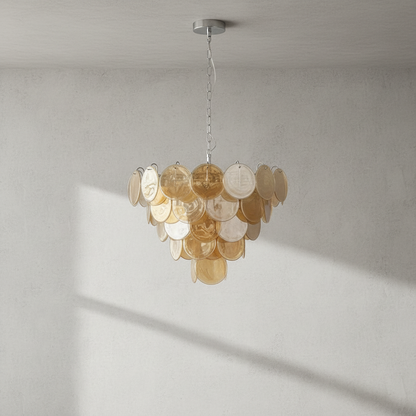 Dora Handblown Disc Glass Chandelier 27.6" Gold