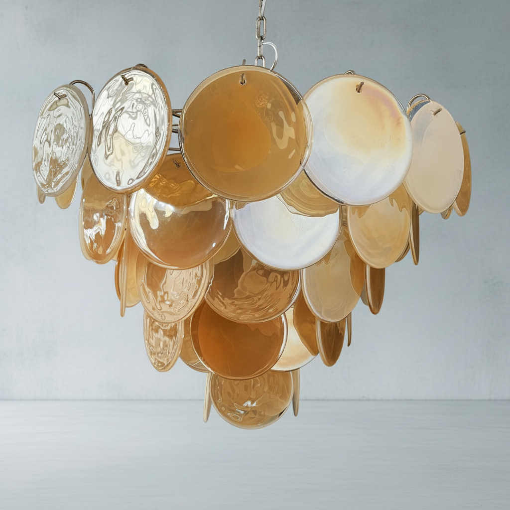 Dora Handblown Disc Glass Chandelier 27.6" Gold