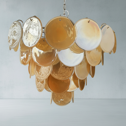 Dora Handblown Disc Glass Chandelier 27.6" Gold