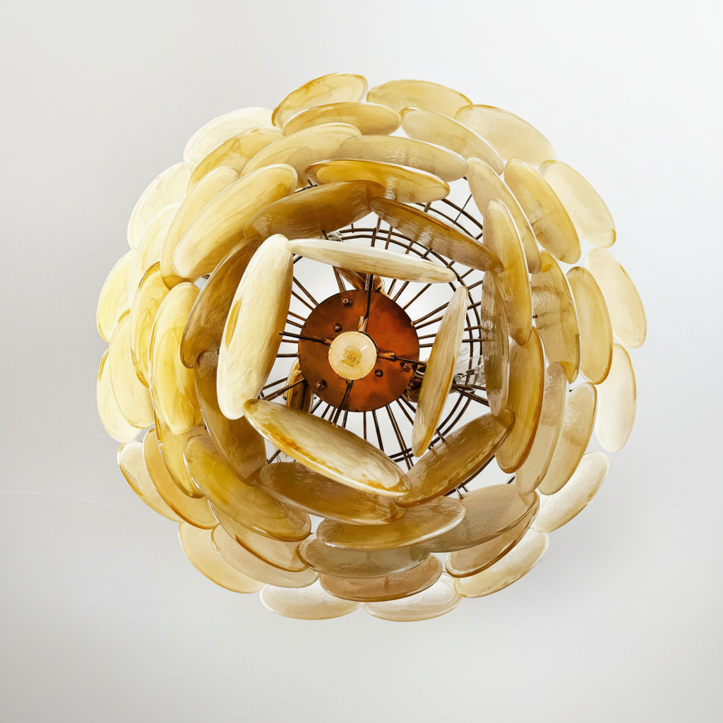 Dora Handblown Disc Glass Chandelier 27.6" Gold