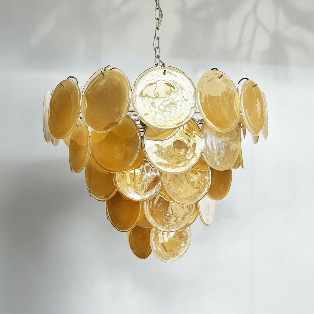 Dora Handblown Disc Glass Chandelier 27.6" Gold