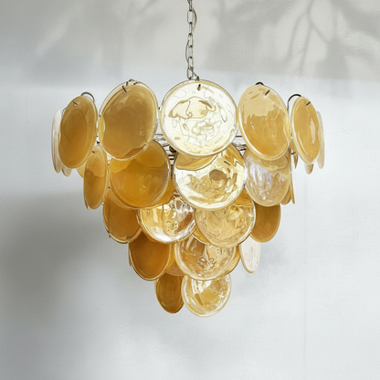 Dora Handblown Disc Glass Chandelier 27.6" Gold