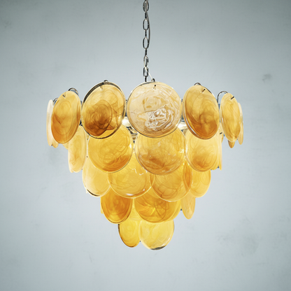 Dora Handblown Disc Glass Chandelier 27.6" Gold