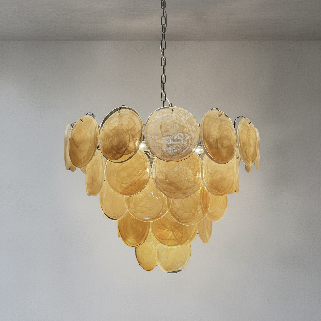 Dora Handblown Disc Glass Chandelier 27.6" Gold
