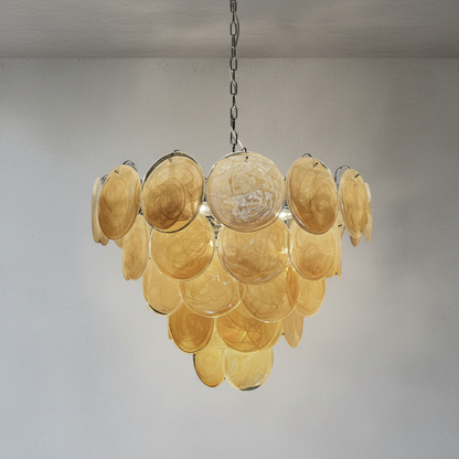 Dora Handblown Disc Glass Chandelier 27.6" Gold