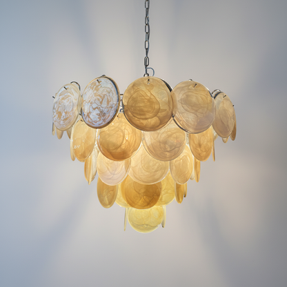 Dora Handblown Disc Glass Chandelier 27.6" Gold
