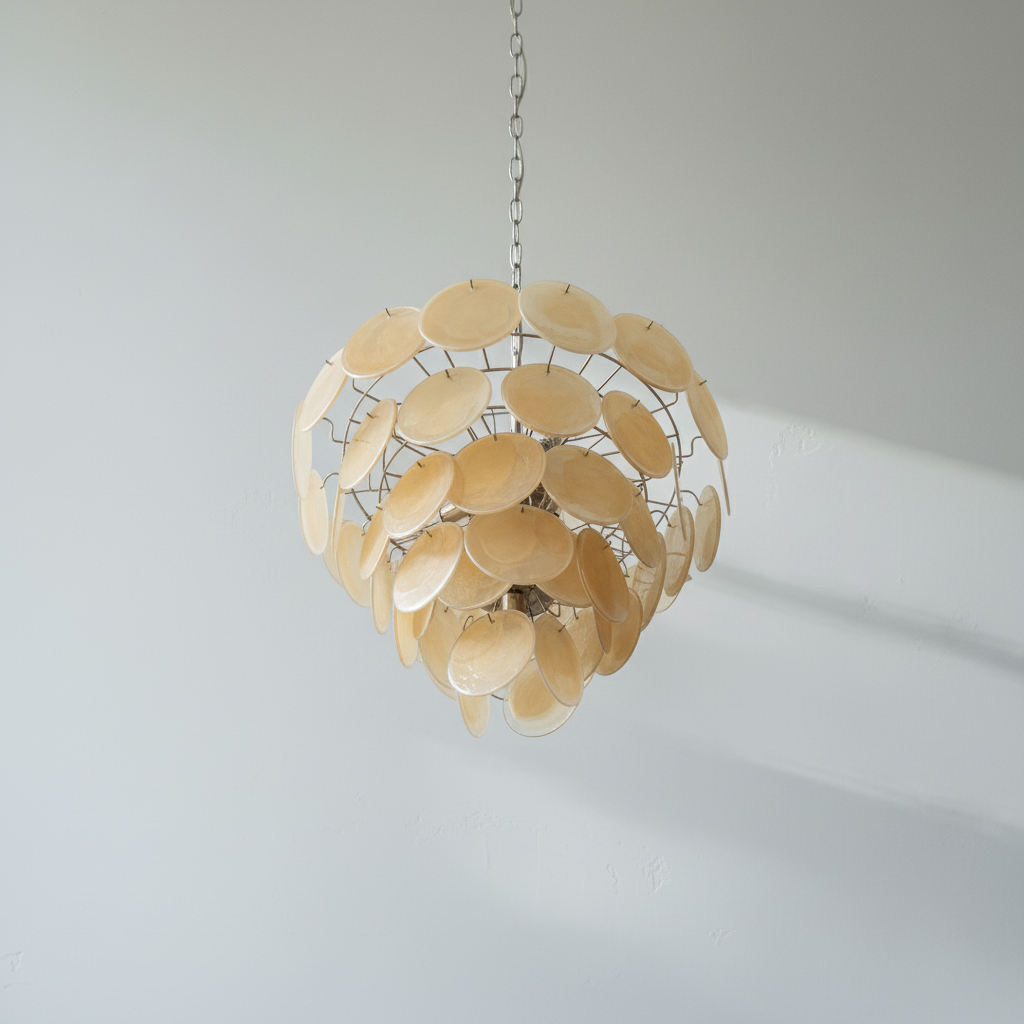 Dora Handblown Disc Glass Chandelier 27.6" Gold