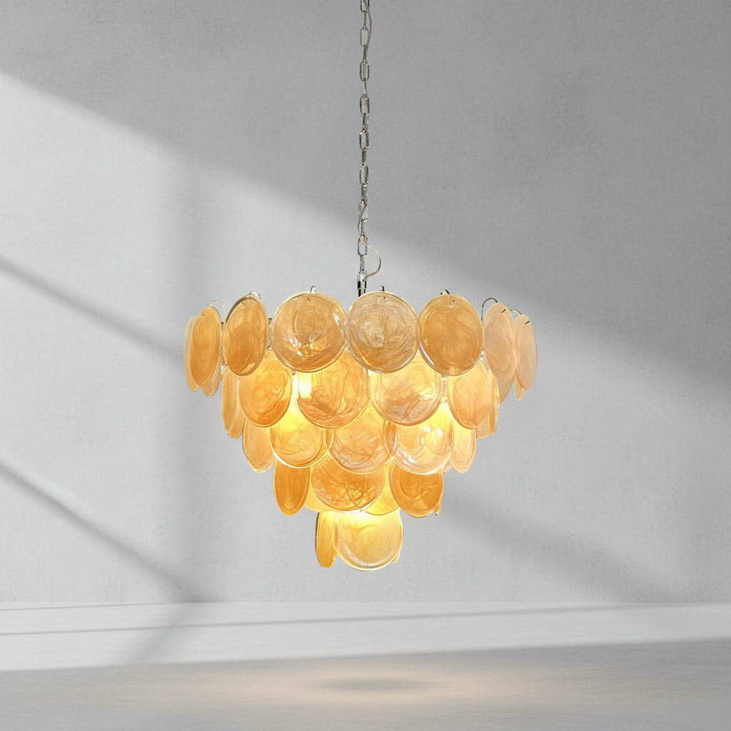Dora Handblown Disc Glass Chandelier 27.6" Gold