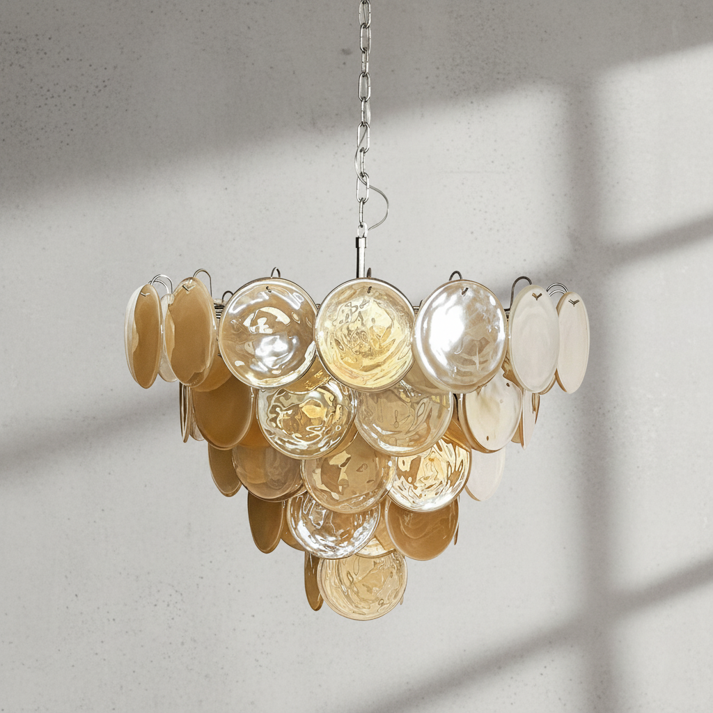 Dora Handblown Disc Glass Chandelier 27.6" Gold