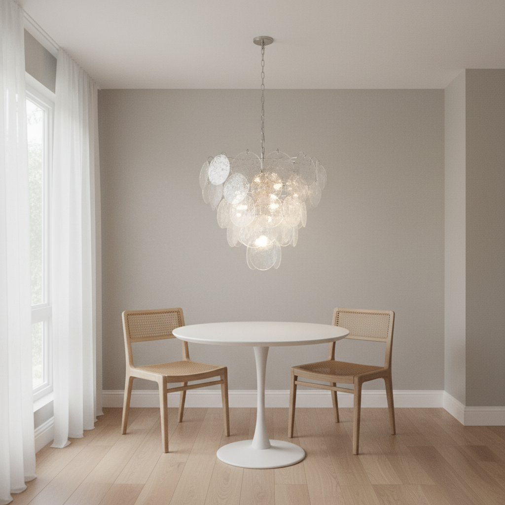 Dora Handblown Disc Glass Chandelier 27.6" Iridescent Clear