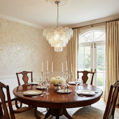 Dora Handblown Disc Glass Chandelier 27.6" Iridescent Clear