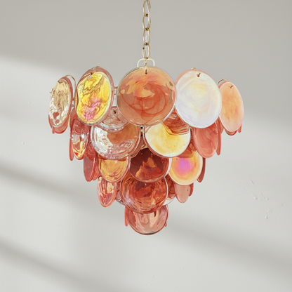 Dora Handblown Disc Glass Chandelier 27.6" Pink