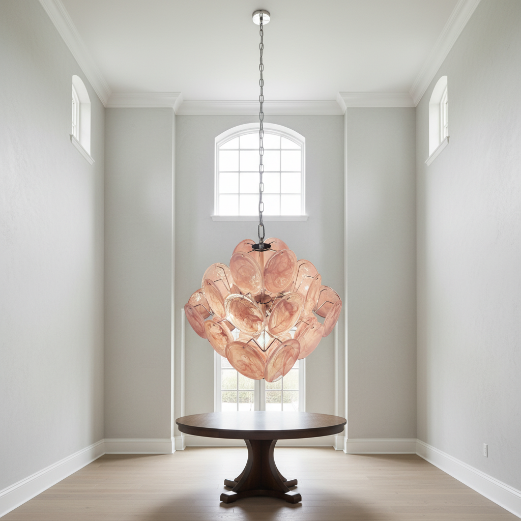Dora Handblown Disc Glass Chandelier 19.7" Pink