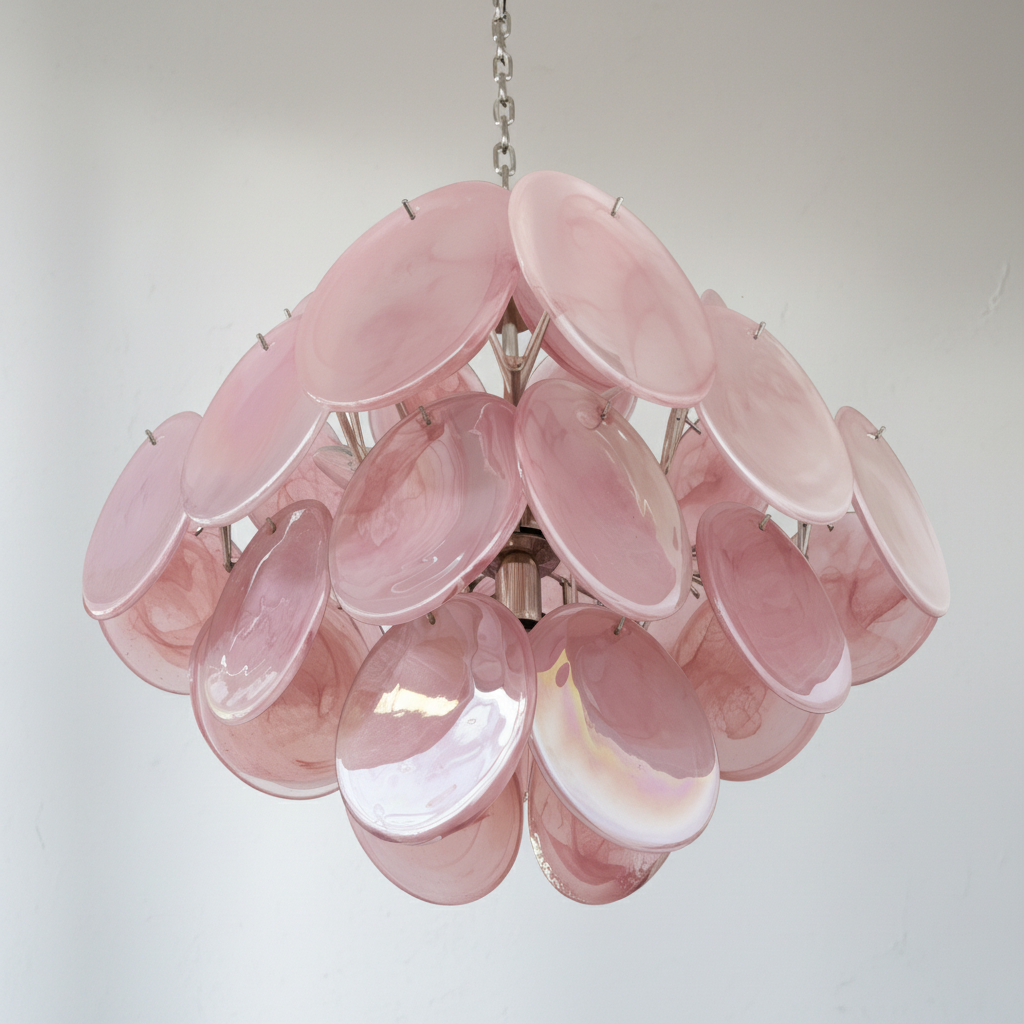 Dora Handblown Disc Glass Chandelier 19.7" Pink