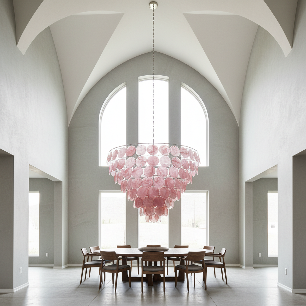 Dora Handblown Disc Glass Chandelier 19.7" Pink