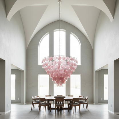 Dora Handblown Disc Glass Chandelier 19.7" Pink