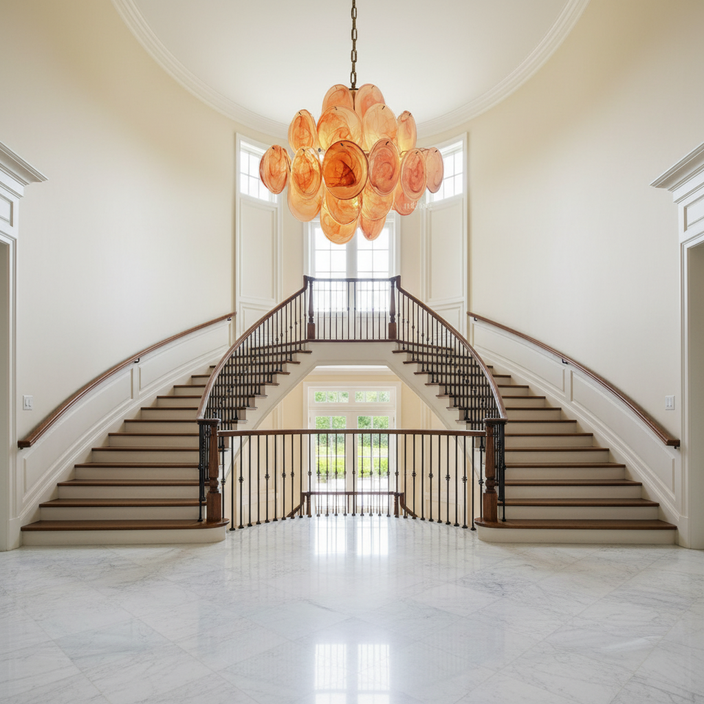 Dora Handblown Disc Glass Chandelier 19.7" Pink
