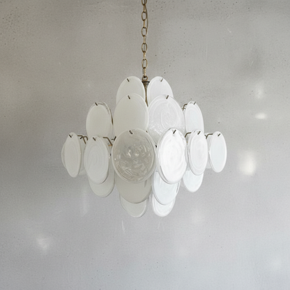 Dora Handblown Disc Glass Chandelier 19.7" White