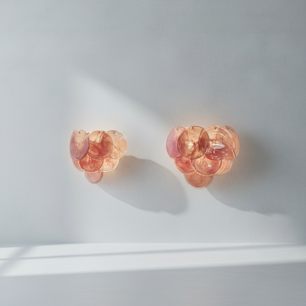 Dora Handblown Disc Glass Wall Sconce 13.4" Pink