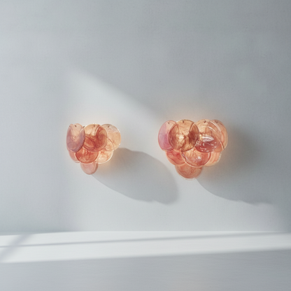 Dora Handblown Disc Glass Wall Sconce 13.4" Pink