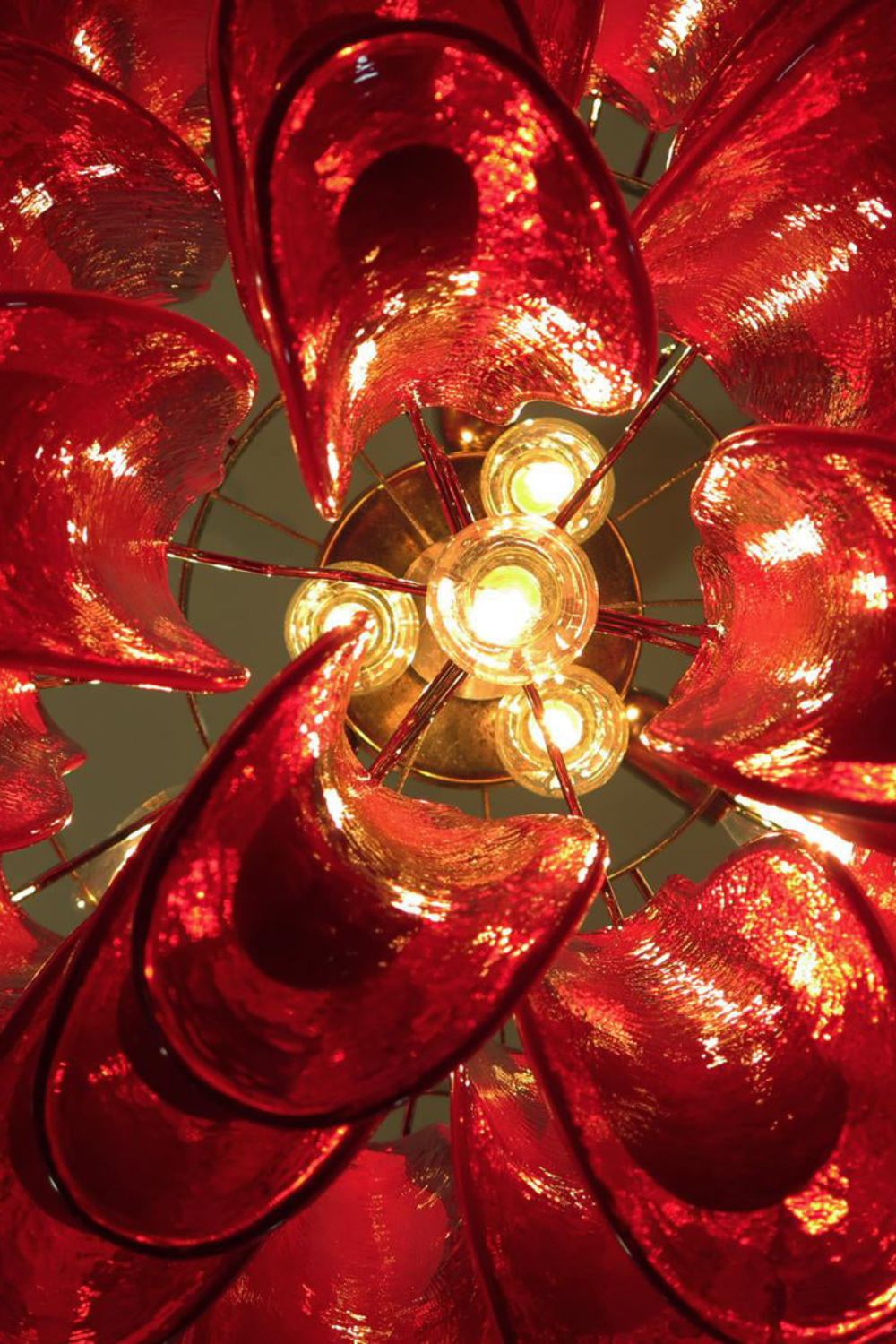 Red Art Glass Petal Chandelier - view 17 | everlamps