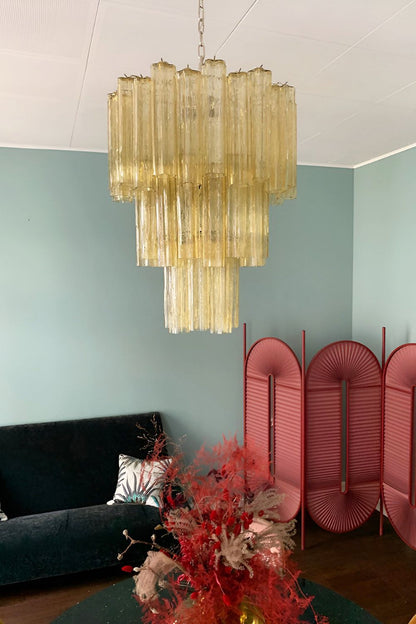Three-Tier Yellow  Glass Art Chandelier - view 2 | everlamps