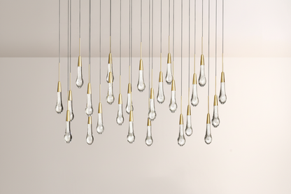 Raindrop Glass Solitaire Linear Chandelier -Everlamps