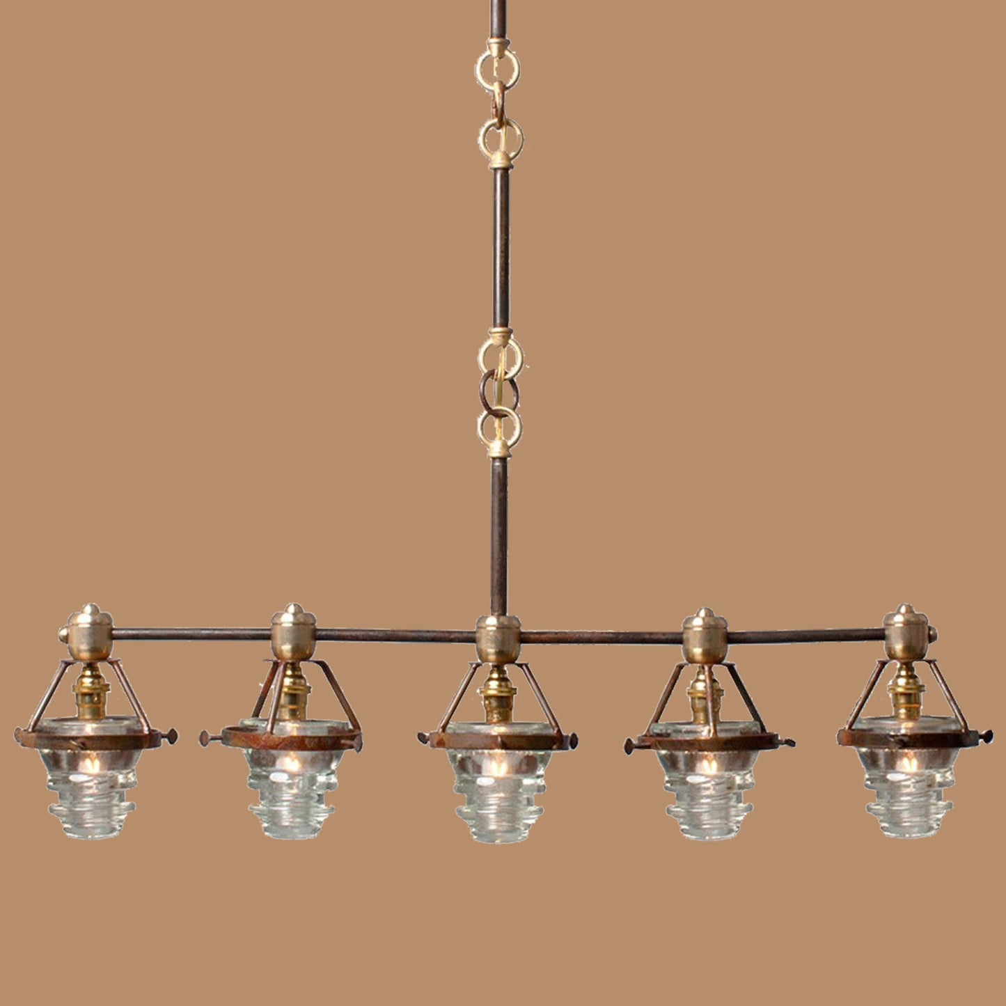 Industrial Linear Glass Pendant Chandelier