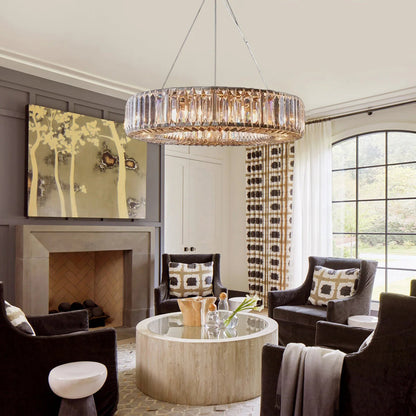 Keir Round Crystal Ring Chandelier 31"D -61"D