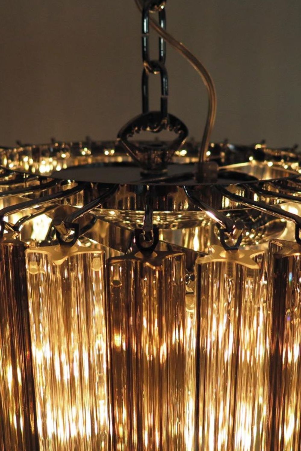 1983 Smoked Glass Prism Chandelier - view 5 | everlamps