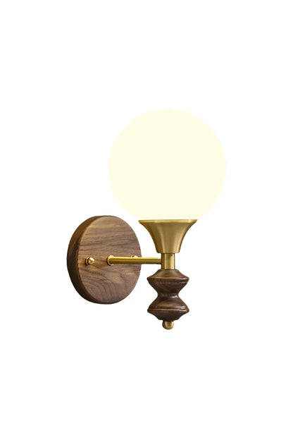 Vintage Globe Walnut Wood Wall Lamp | everlamps