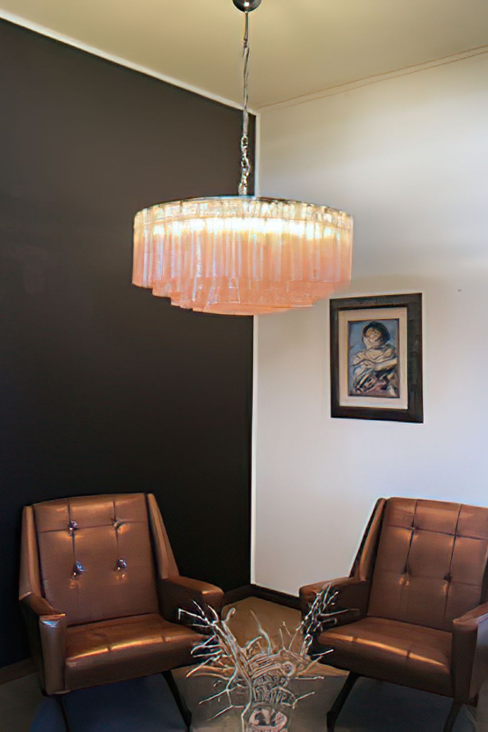Pink Art Glass Tube Chandelier - view 2 | everlamps
