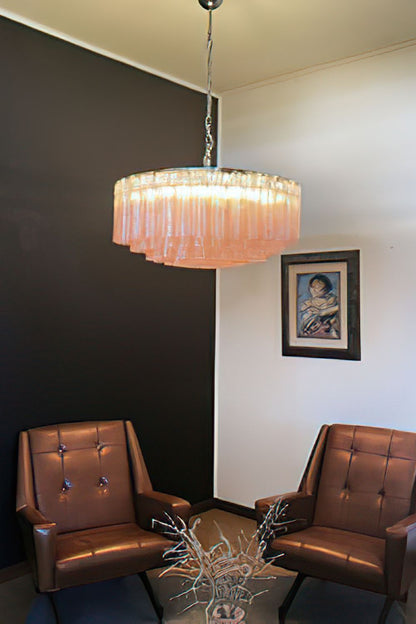 Pink Art Glass Tube Chandelier - view 2 | everlamps