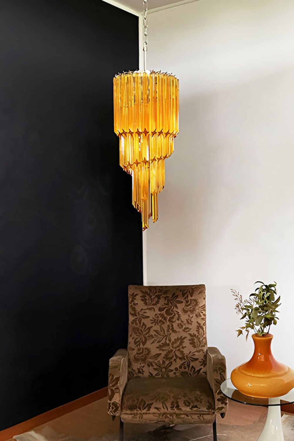Amber Murano Glass Prism Spiral Chandelier - view 3 | everlamps
