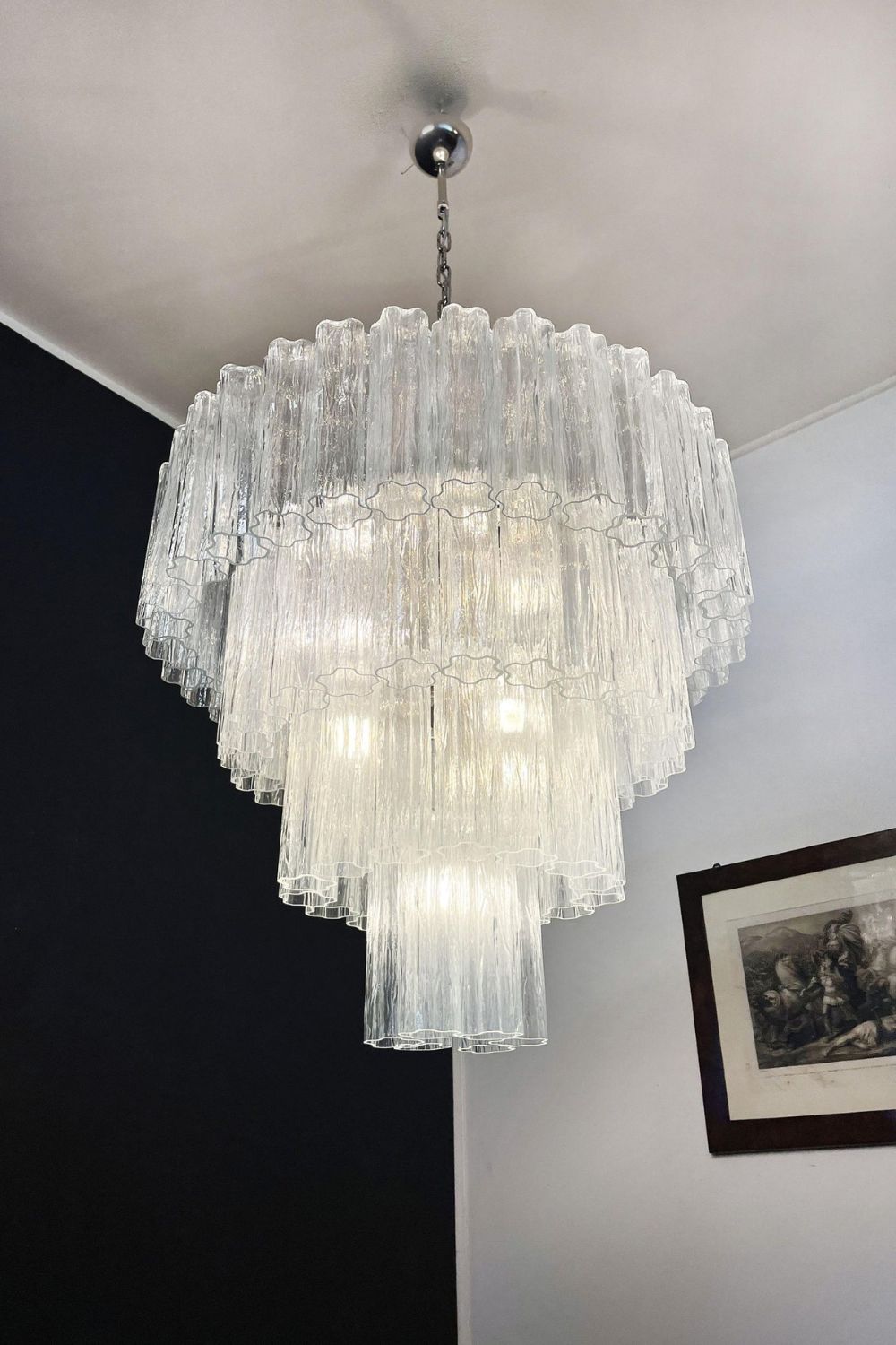 Art clear glass tiered chandelier - view 11 | everlamps