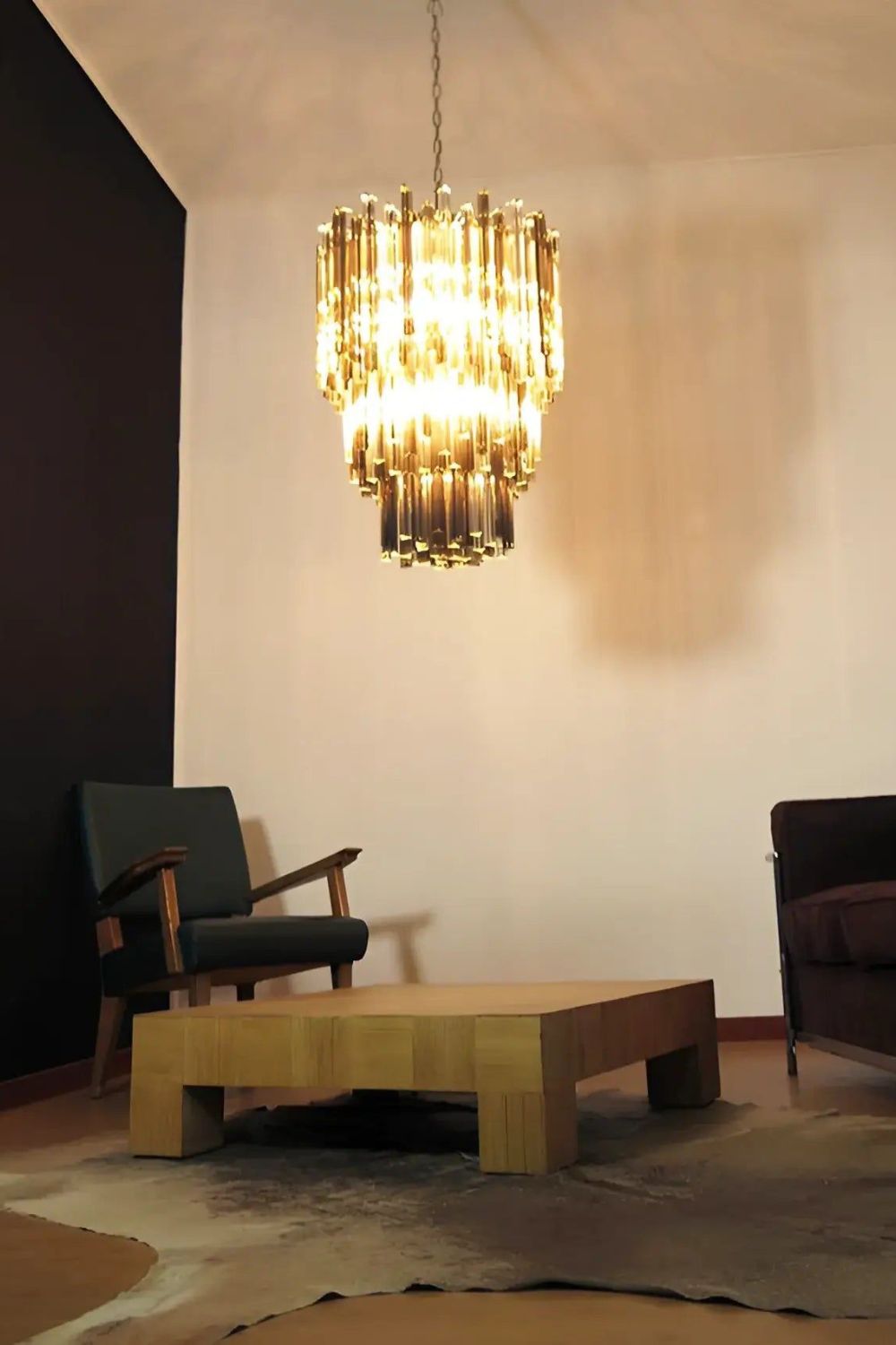 Smoked and Clear Art Glass Prism Chandelier - view 2 | everlamps