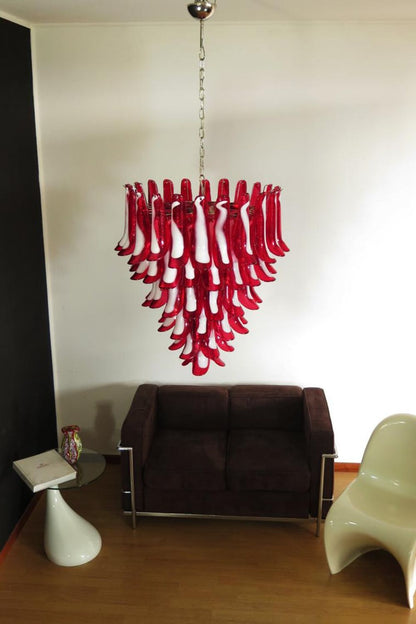 Mid-Century Red Art Glass Petal Chandelier - view 2 | everlamps