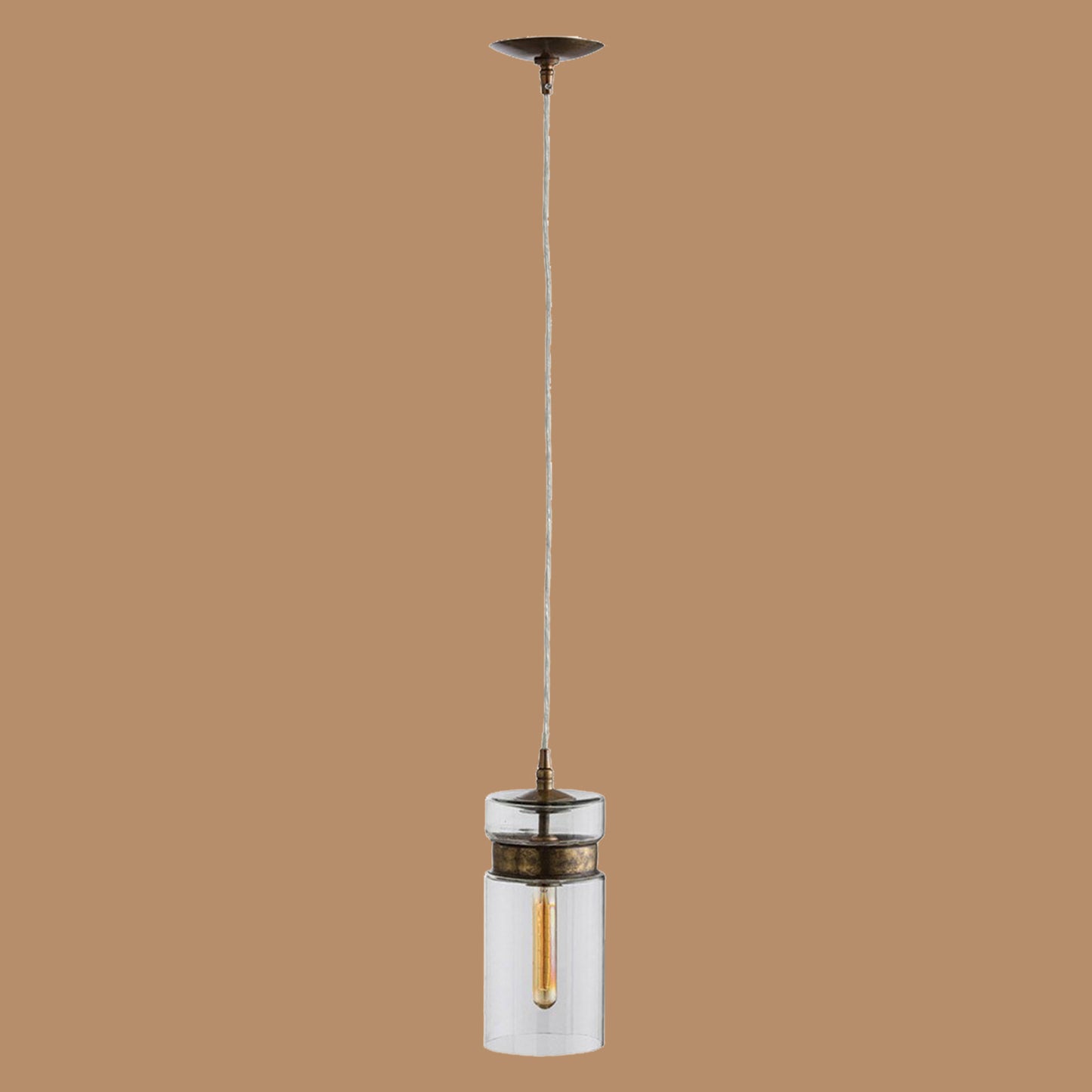 Modern Clear Glass Cylinder Pendant Light