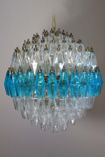 Blue and clear Art glass spherical chandelier - view 3 | everlamps