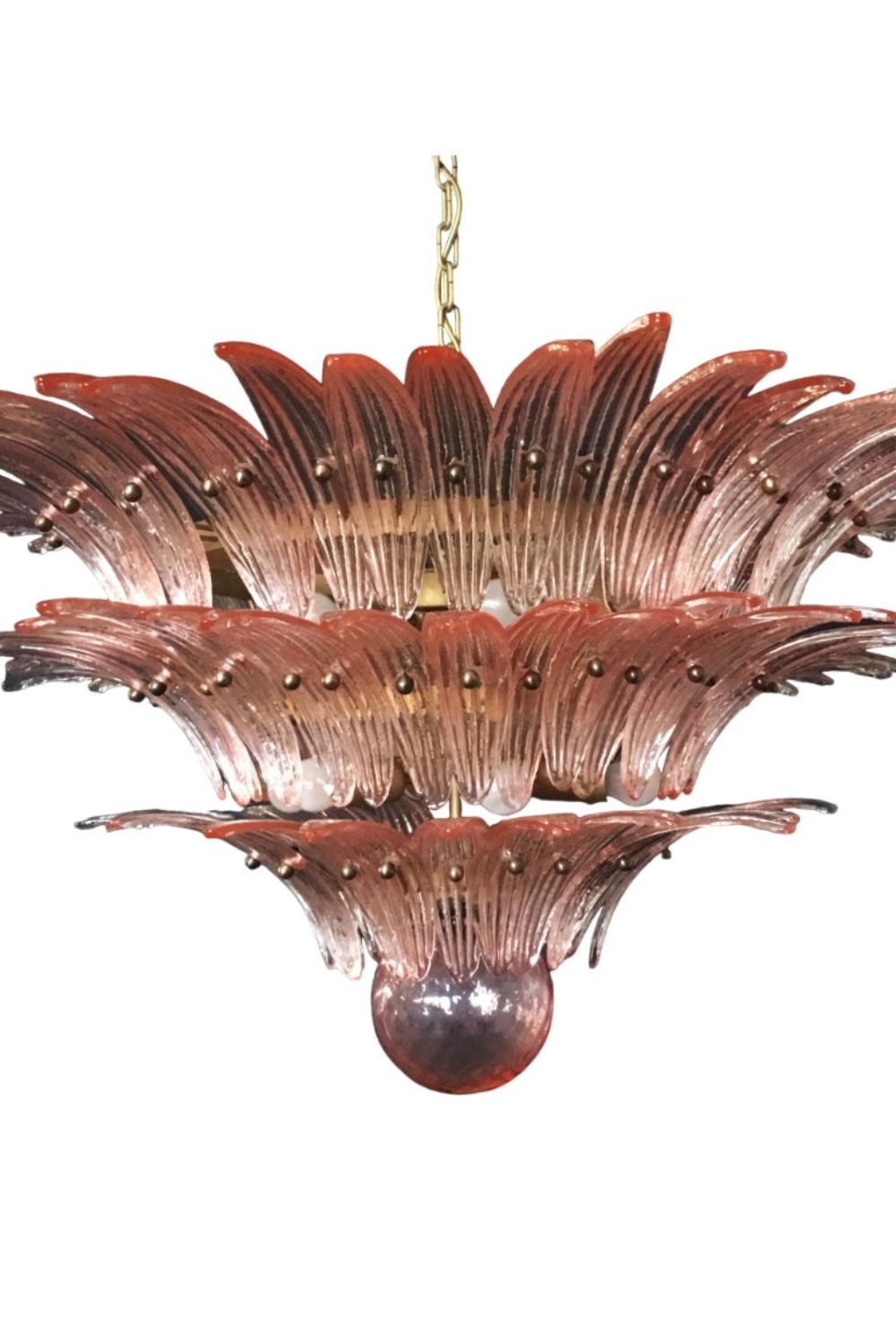Art Vintage Palm Pink Triple Glass Chandelier - view 11 | everlamps