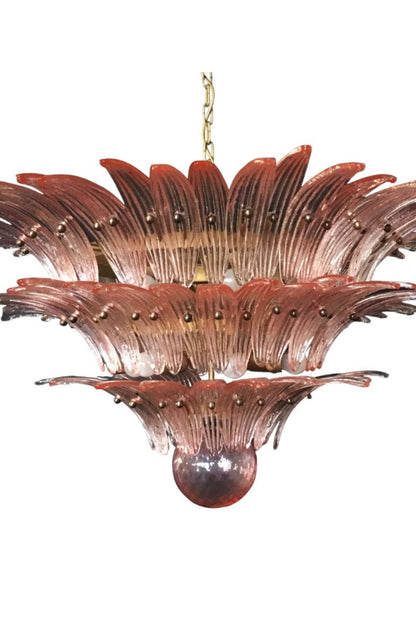 Art Vintage Palm Pink Triple Glass Chandelier - view 11 | everlamps