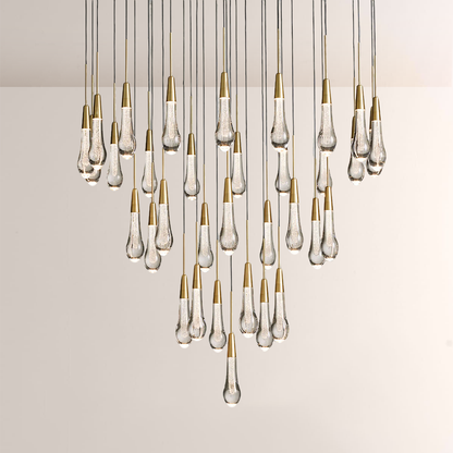 Raindrop Glass Round Solitaire Chandelier-Everlamps