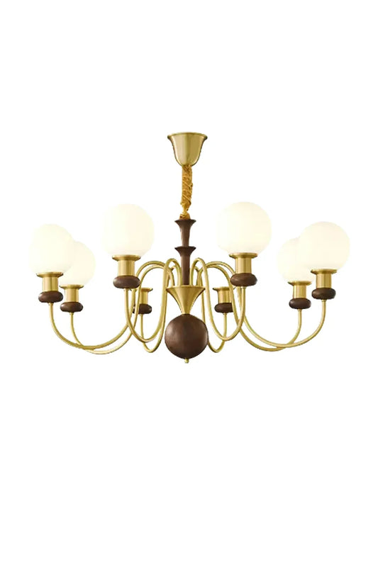 Vintage Walnut Wood Globe Chandelier | everlamps